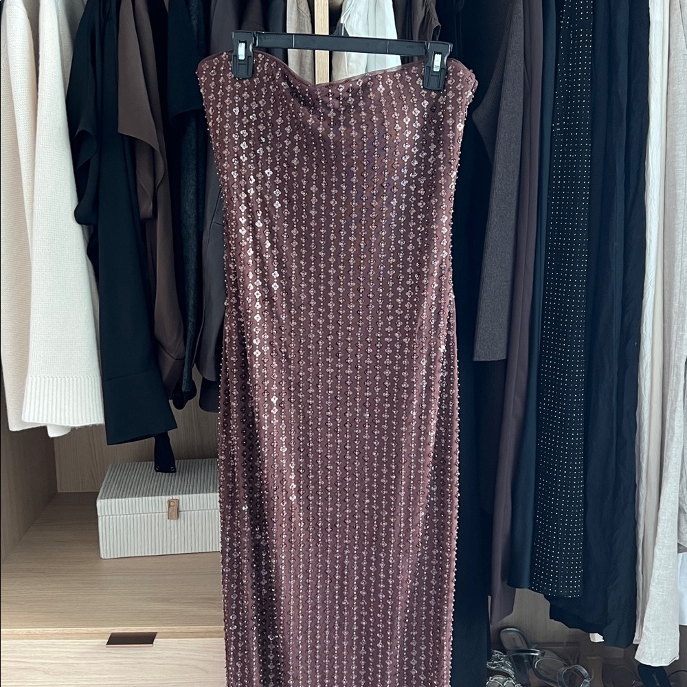 Abercrombie & Fitch Strapless Sequin Brown Dress - Picture 4 of 10